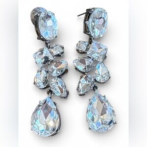 Swarovski Crystal Rhodium Bridal Drop Earrings Silver Statement